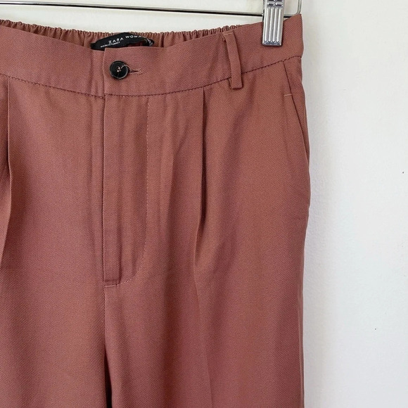 Zara Tapered Pleated Brown Trouser - Picture 4 of 10